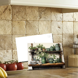 Grönt av gamla kökshyllor vykort