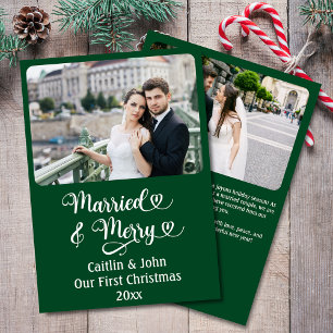 Grönt av gift Merry Newlyweds 1:a jul-Anpassningsb Julkort