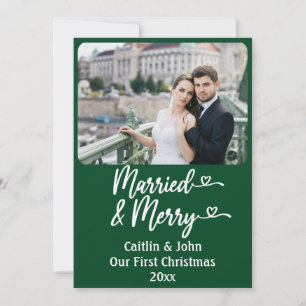 Grönt av gift Merry Newlyweds Anpassningsbar 1:a j Julkort