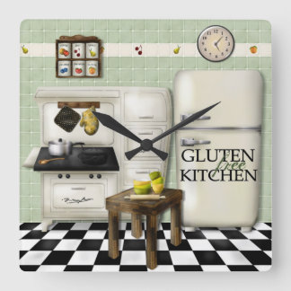Grönt av Gluten Free Kitchen-klocka Fyrkantig Klocka