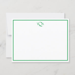 Grönt av gräs och vit monogrammad platt lapp vykort