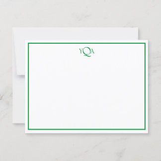 Grönt av gräs och vit monogrammad platt lapp vykort