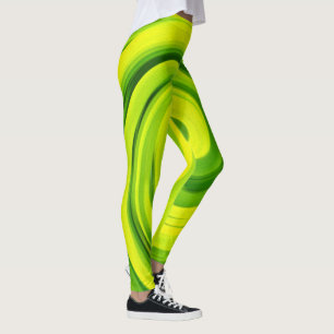 Grönt av Groovy Abstrakt Vätskerappning av trådlös Leggings