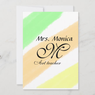 Grönt av gult för konstlärare rand namn julkort