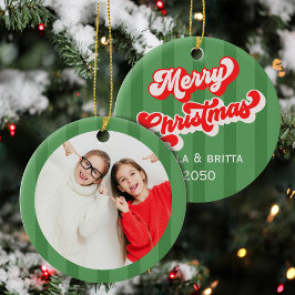 Grönt av julfoto- Viktig Roligt Julgransprydnad Keramik
