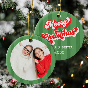 Grönt av julfoto- Viktig Roligt Julgransprydnad Keramik