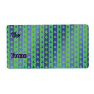 Grönt av julklapp/blå träd-Märkre Fraktsedel