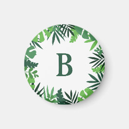 Grönt av jungle tropical handflatan lövs monogram magnet