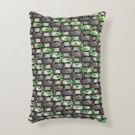 Grönt av kardad och fläckig grått-, rektangulär de prydnadskudde