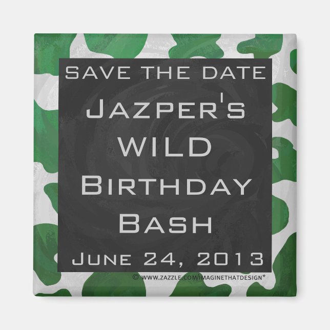 Grönt av kummel och vita monogram magnet (Framsidan)