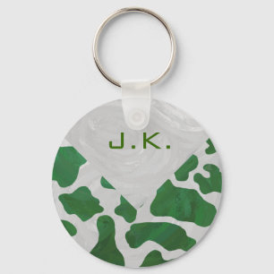 Grönt av kummel och vita monogram nyckelring