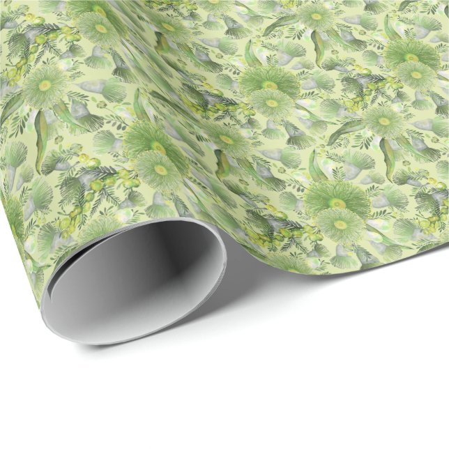 Grönt av kvinnor Nötkreatur och eukalyptus Bloom Presentpapper (Rullad Hörn)