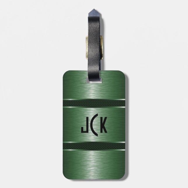 Grönt av metallMonogram,  av borstat aluminium Bagagebricka (Baksidan Lodrät)