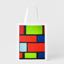 Grönt av mondrian Stil Orange Blue Fuzzy Abstrakt