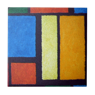 Grönt av mondrian Stil Orange Blue Fuzzy Abstrakt Kakelplatta