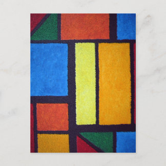 Grönt av mondrian Stil Orange Blue Fuzzy Abstrakt Vykort