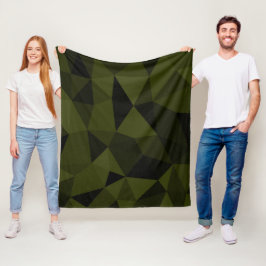 grönt av mörk armé  med svart geometrisk maskstorl fleecefilt