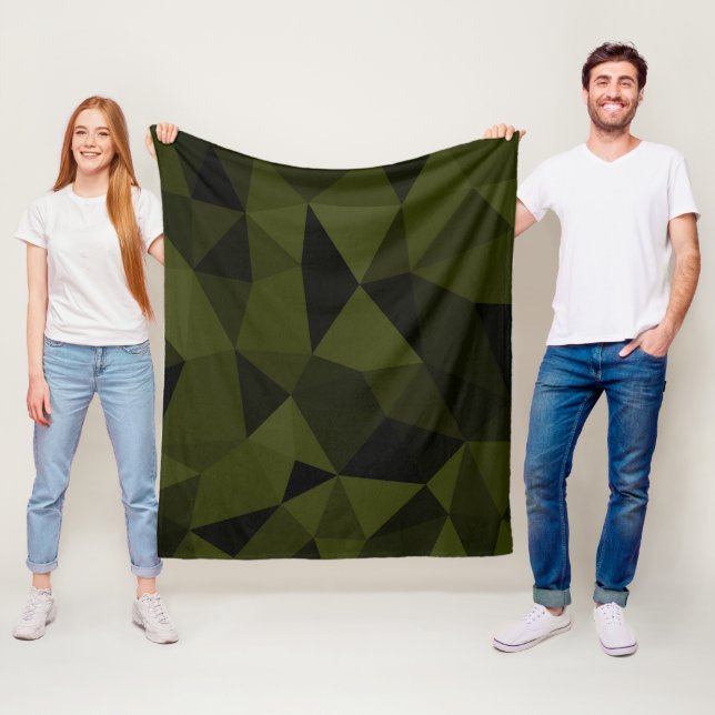 grönt av mörk armé  med svart geometrisk maskstorl fleecefilt (På plats)