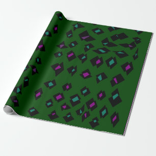 grönt av mörk med mauve och svart mönster presentpapper