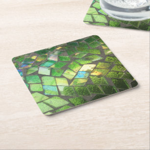 grönt av mosaikglas underlägg papper kvadrat