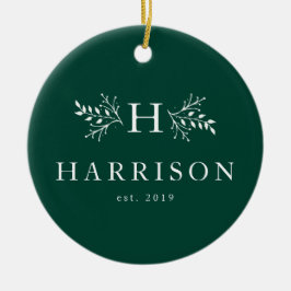 Grönt av nyinlyst foto från Rustic monogram hunter Julgransprydnad Keramik