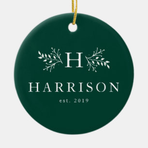 Grönt av nyinlyst foto från Rustic monogram hunter Julgransprydnad Keramik