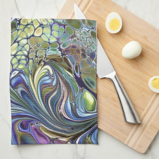 Grönt av olivsaft, lila blue burgundy kökshandduk (Vikt i Fjärdedel)