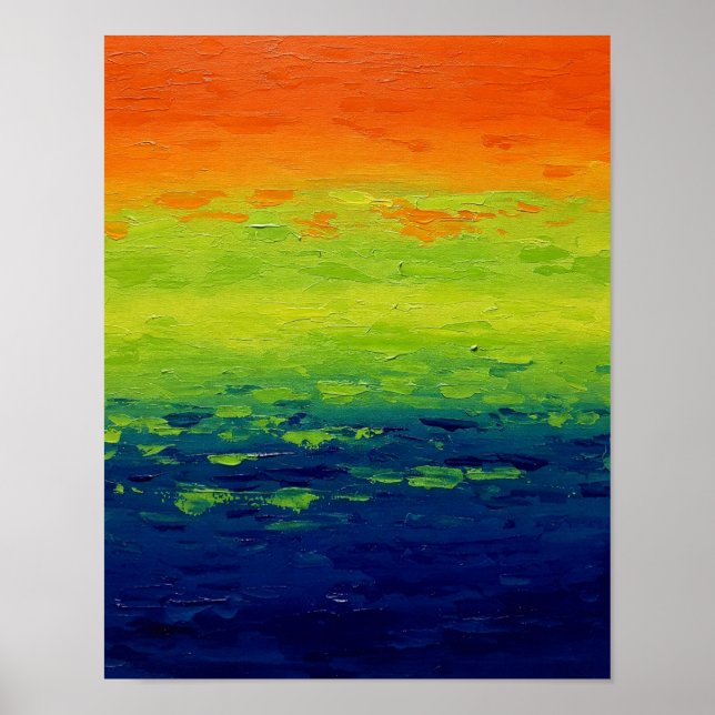 Grönt av orange - blå Abstrakt Poster (Framsidan)