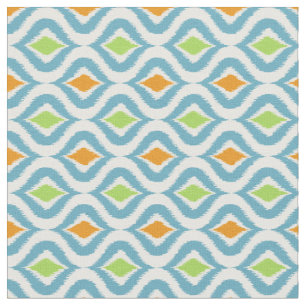 Grönt av Orange Retro Chic Ikat droppar Mönster Tyg