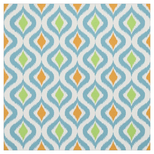 Grönt av Orange Retro Chic Ikat droppar Mönster Tyg (Provkarta)