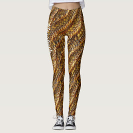 Grönt av ormskinn och golden ombre leggings