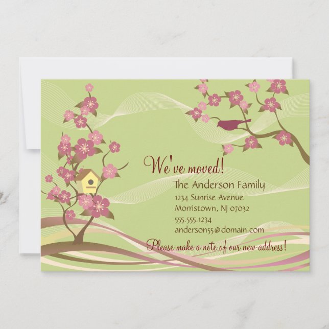 Grönt av platta kort för Flytta av fågelhus (Framsida)