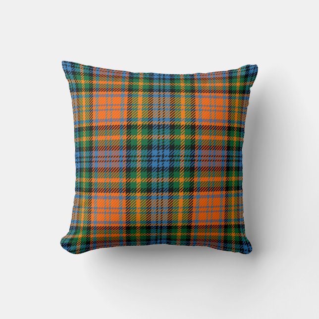 Grönt av Pput Klan Murray Blue Orange Check Tartan Kudde (Framsida)