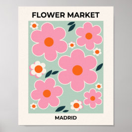 Grönt av Rosa Orange på världsmarknaden i Madrid Poster