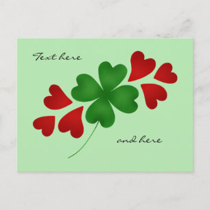Grönt av Shamrock and hearts blek Vykort