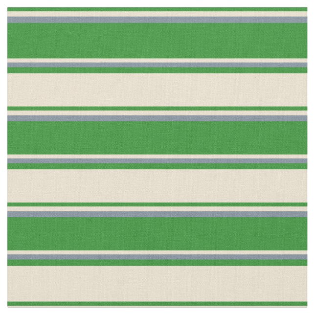 Grönt av skog, Beige och Light Slate Grått Linjer Tyg (Närbild)