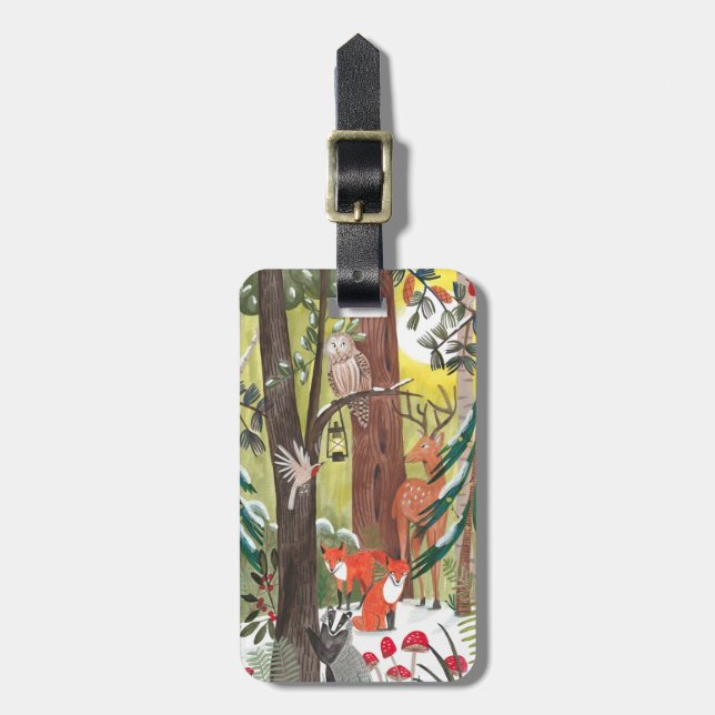 Grönt av skog med skogsdjur bagagebricka (Vertikal Framsida)