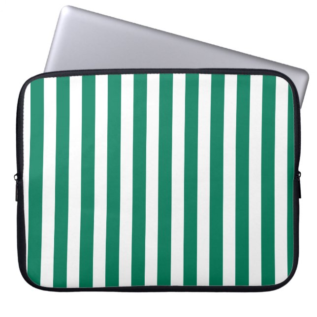 Grönt av skogar och vitt kandy rand laptop fodral (Framsidan)