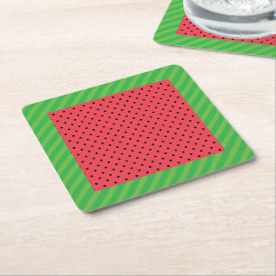 Grönt av sommarfrukt, rosa/svart mat underlägg papper kvadrat