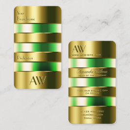 Grönt av Tank optik i guld-glas  med Initialer Visitkort