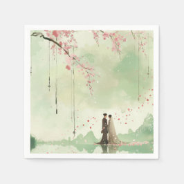 Grönt av tegel och groom Bröllop Pappersservett