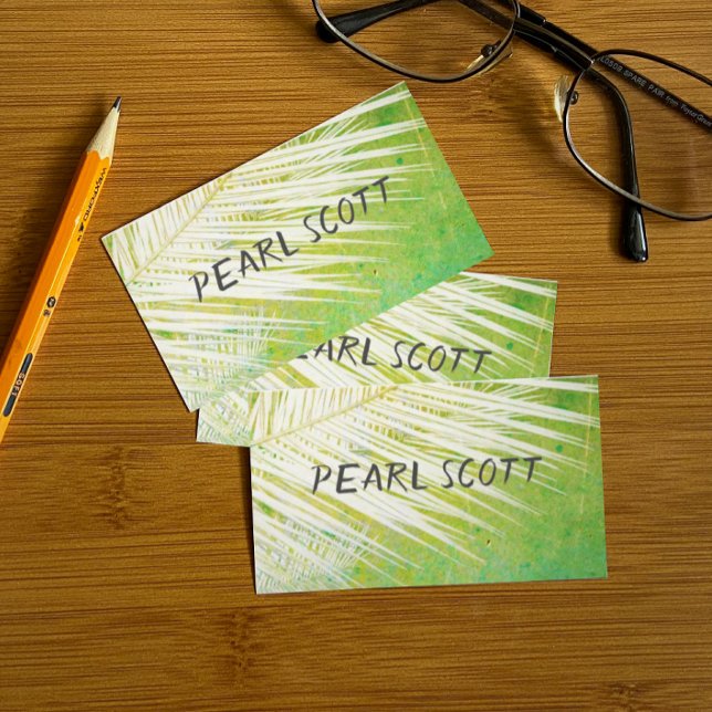 grönt av tropiska naturkonst i handflatan löv och  visitkort (Skapare uppladdad)