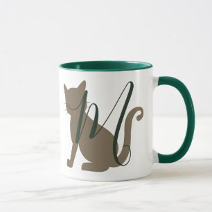 Grönt av vackert katttema och Brown Mugg
