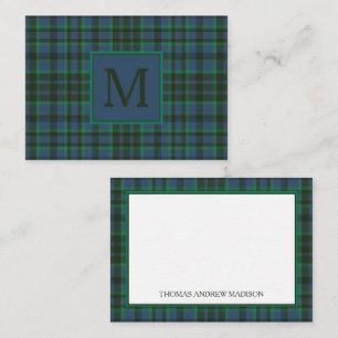 Grönt av vallmo och blått pset Monogram Anteckningskort
