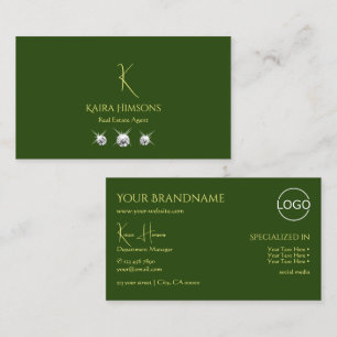 Grönt av vanlig skog med Monogram-Logotyp och juda Visitkort