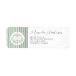 Grönt av vattenfärgen Elegant blommigt chinoiserie Returadress Etikett