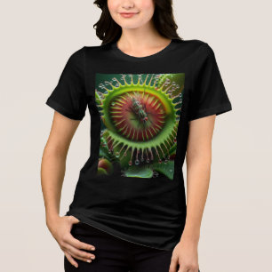 Grönt av Venus Flyällfälla Blommigt och Röd T Shirt