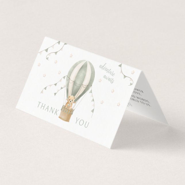 Grönt Äventyr Baby Shower, mappningsbart Tack Kort (Framsida)