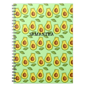 Grönt Avocado Cat Anteckningsbok