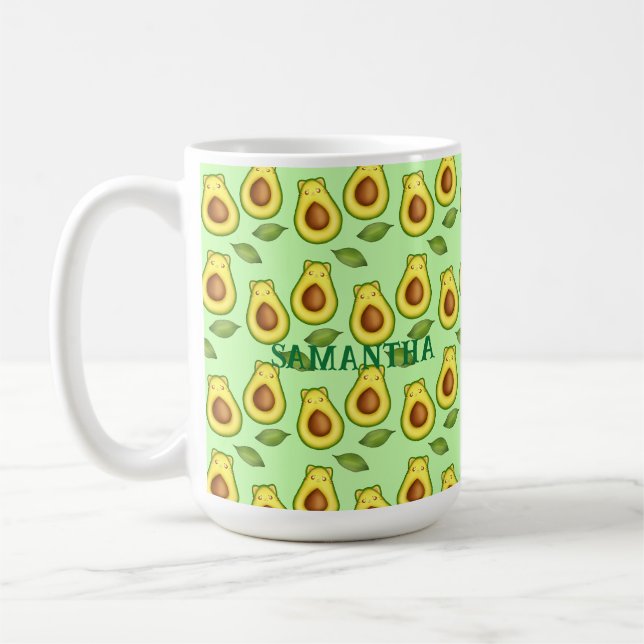 Grönt Avocado Cat Kaffemugg (Vänster)